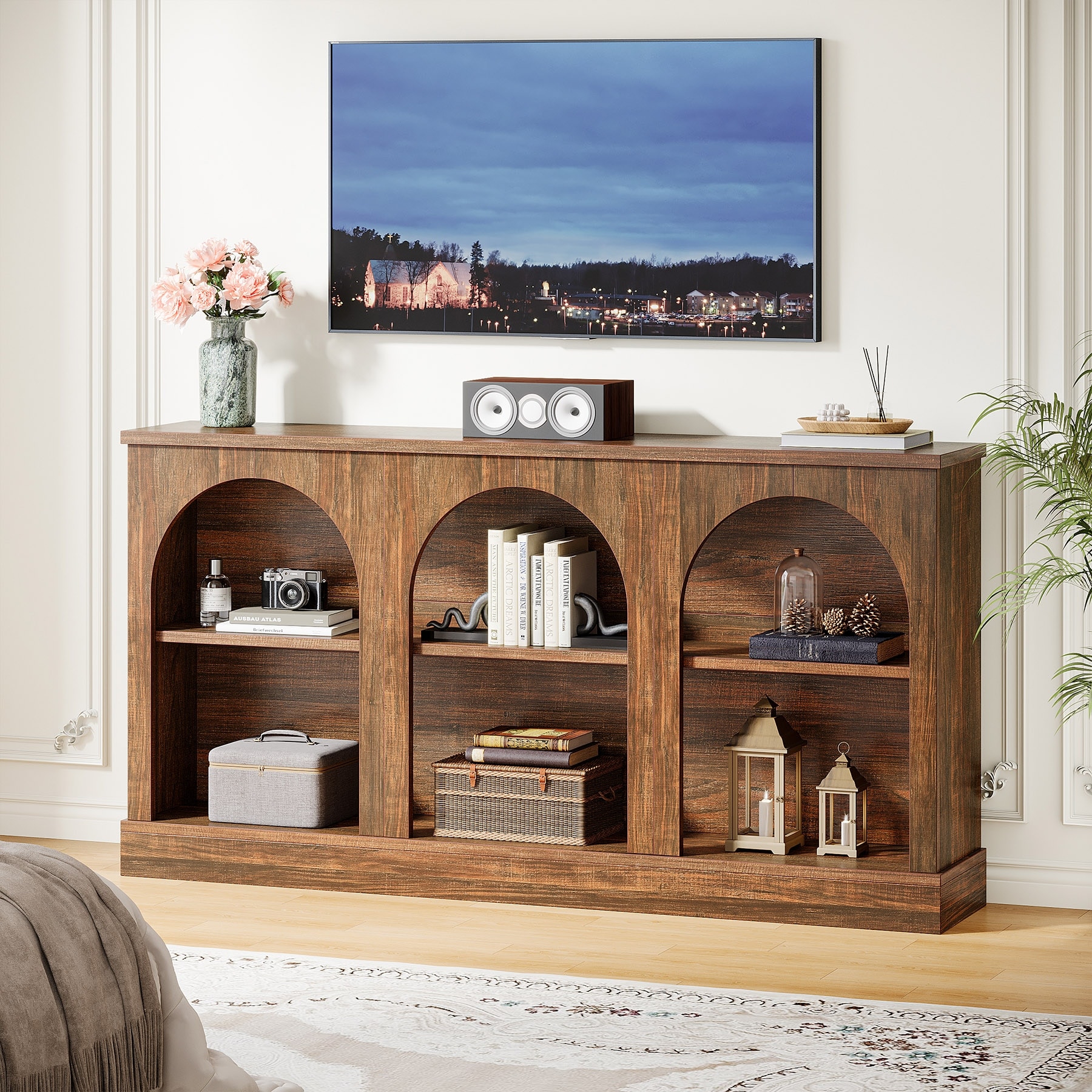 TV Stand for 55/60/65 Inch TV, Farmhouse Country Entertainment