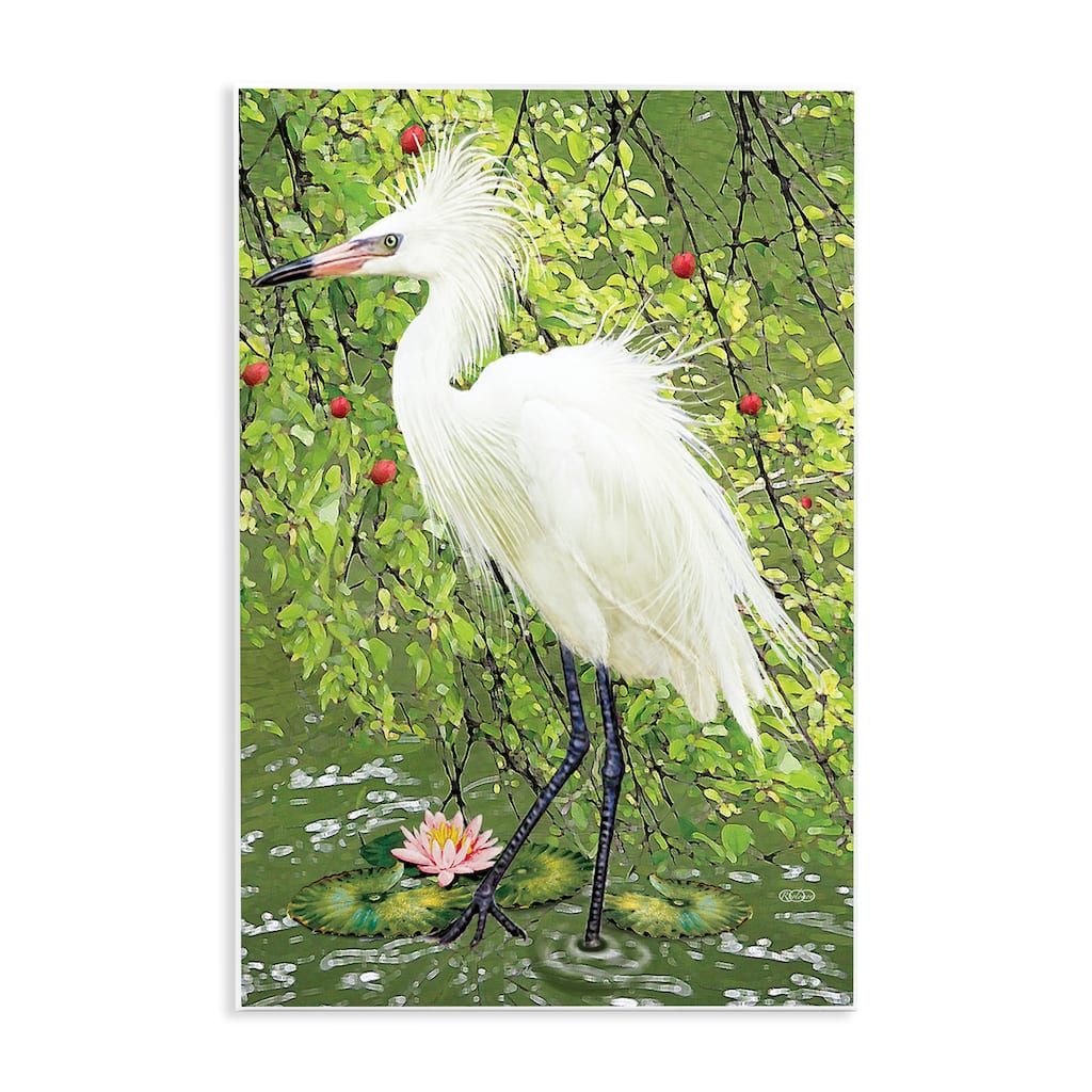 Stupell Sophisticated Heron in Pond Shore Wall Plaque Art Design By Rosiland Solomon