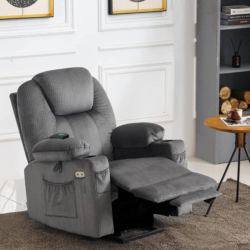 MCombo Electric Power Lift Recliner Chair Sofa with Massage and Heat, 3 Positions, USB Ports, Fabric 7040
