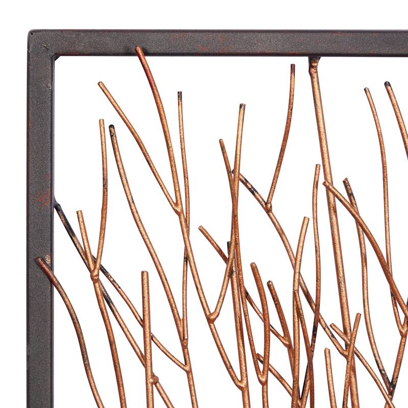 Black Metal Branch Tree Home Wall Decor with Metallic Copper, Silver, and Gold (Set of 3)