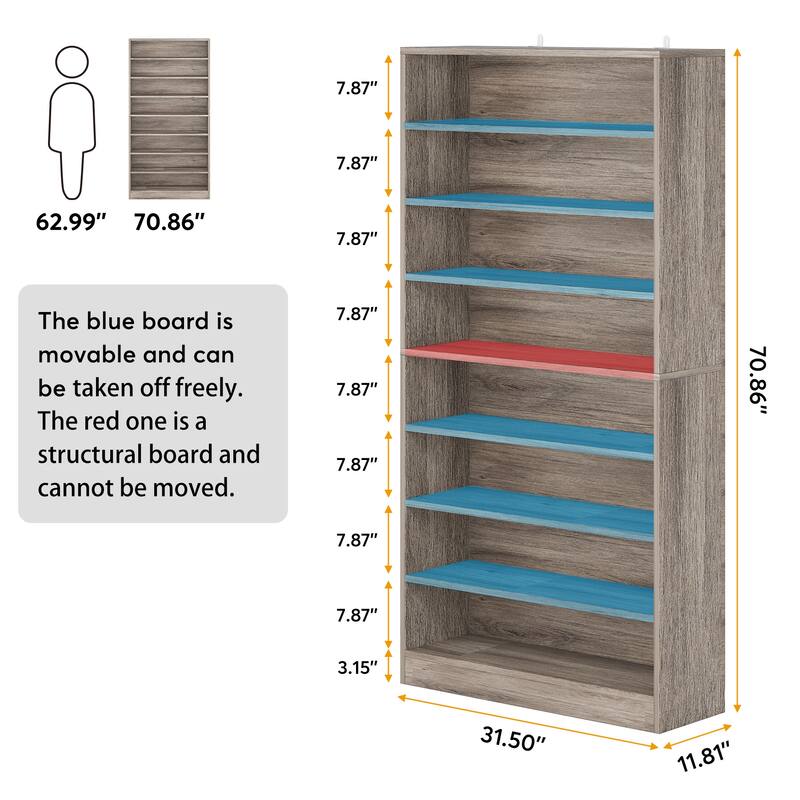9 Tiers Shoe Cabinet 40-45 Pairs Heavy Duty Wood Freestanding Shoe Storage Cabinet with Open Storage for Entryway