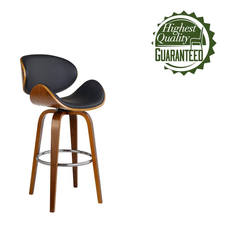 Porthos Home Hadyn Bar Stool, PU Leather, Sturdy Beechwood Legs