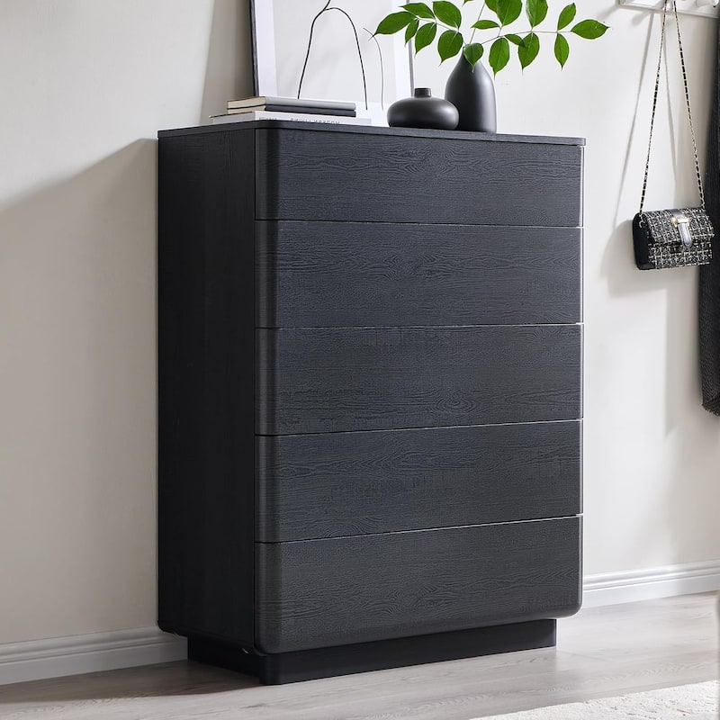 Modern 5 Drawer Dresser for Bedroom, Handle-less Wooden Dressers