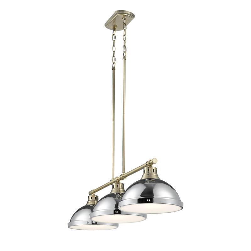 Yep by Golden Lighting Duncan 3-light Island Light in Aged Brass and Chrome shade
