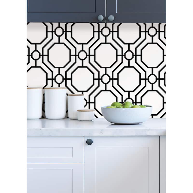 InHome Scott Living Crawford Black & White Peel & Stick Wallpaper