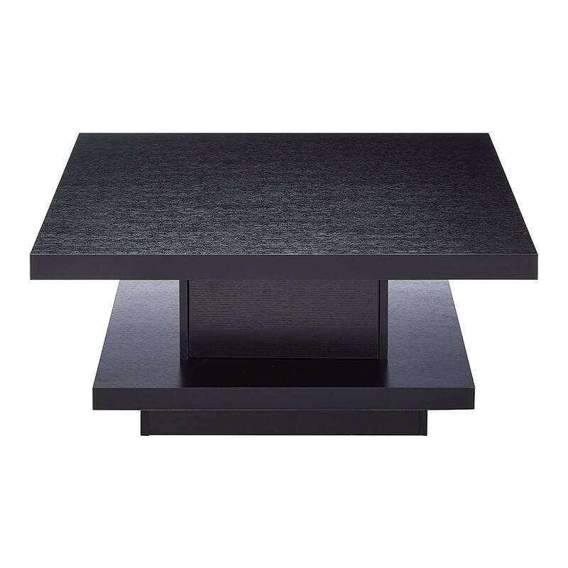 Ross Modern Square Coffee Table with Wrap Around Base Shelf and Hidden Storage by Strick & Bolton