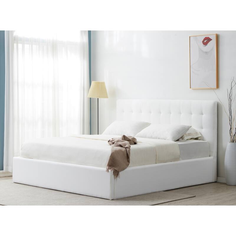 SAFAVIEH Couture Meliha Low Profile Tufted Platform Bed - Ivory - Queen