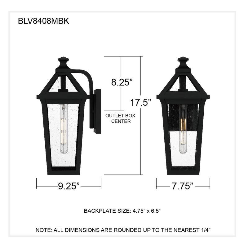 Boulevard 1-Light Matte Black Outdoor Wall Lantern