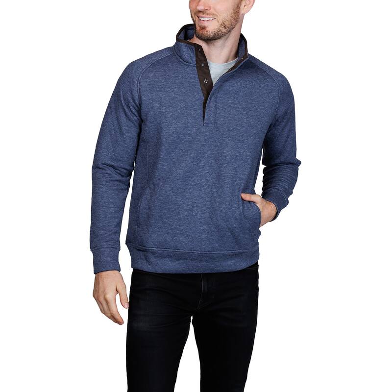 Tailorbyrd Men's Hidden Snap Front Quilted Pullover - Denim - XXL