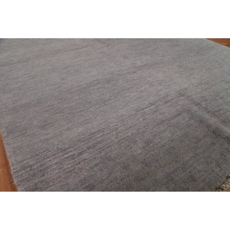 Gray Gabbeh Modern Area Rug Hand-Knotted Wool Carpet - 4'11" x 6'6"