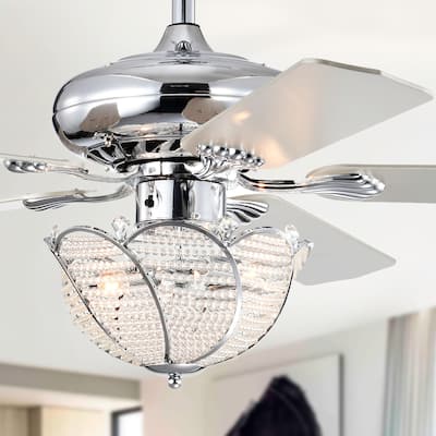 Araceli 52 Inch Crystal Chrome Polish Ceiling Fan 3 Light with Remote