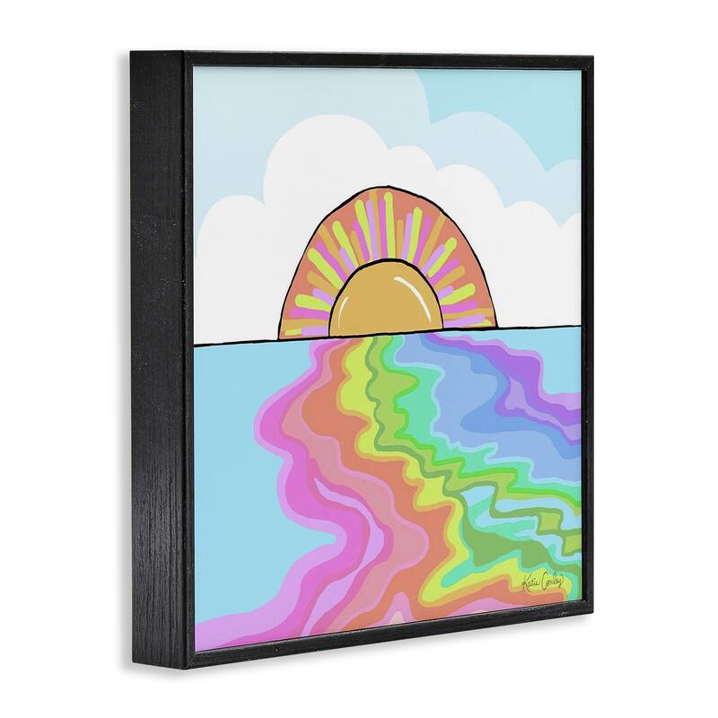 Stupell Swirling Rainbow on Sea Surface Framed Giclee Art Design By Katie Conley
