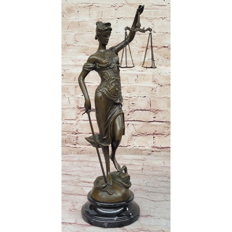 Bronze Blind Lady Of Justice Scales Law Lawyer Attorney Office Statue Sculpture