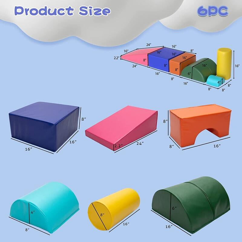 6-Piece Climb & Crawl Foam Activity Play Set Indoor Climbing Toys