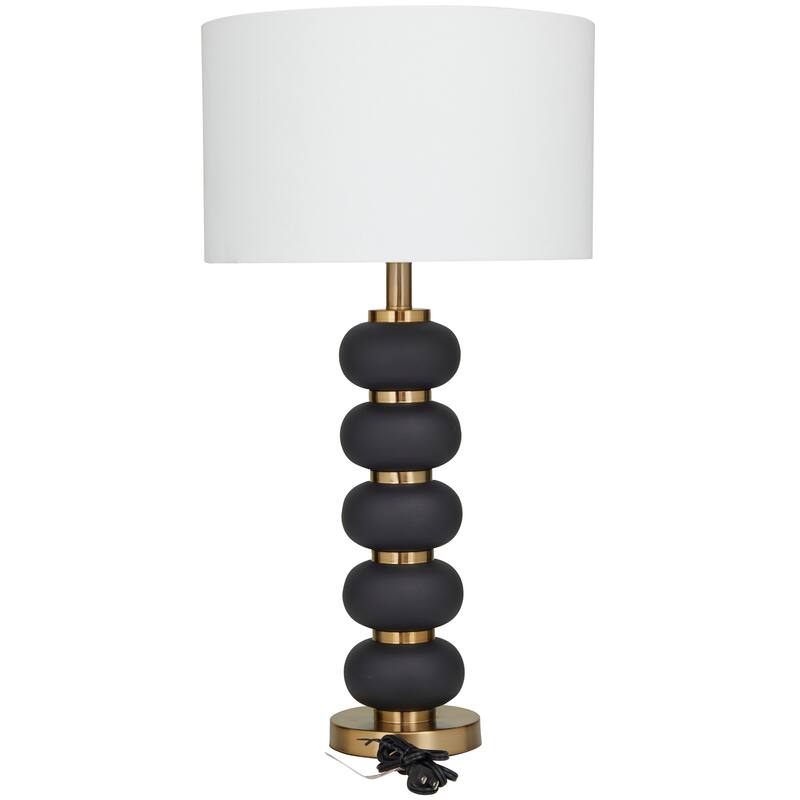 CosmoLiving by Cosmopolitan Metal Orbs Style Base Table Lamp with Drum Shade - Black or White