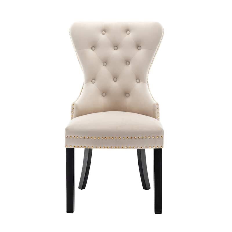 Porthos Home Caja Tufted Velvet Dining Chairs with Rubberwood Legs, Set of 2