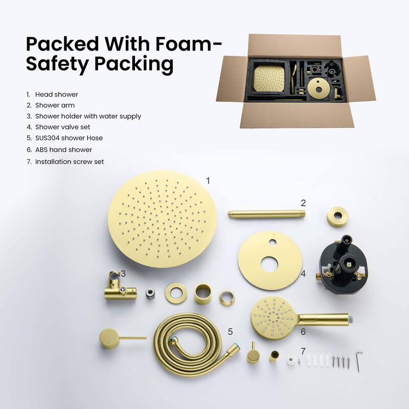 Circular Pressure Balanced Ceiling Mounted 2-Function Shower System with Rough In Valve