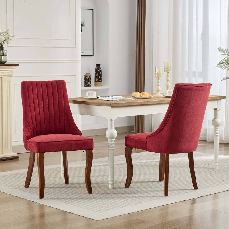 Linen Dining Chairs Channel Kitchen Dinner Chair,Set of 2