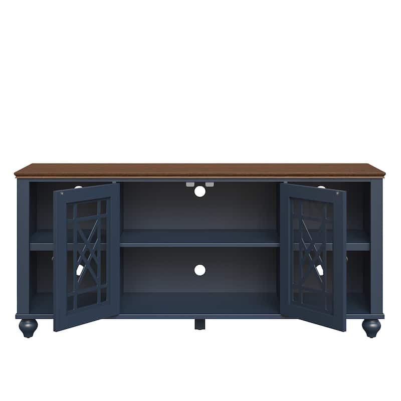 Vintage TV Stand with Carved Doors for Large Size TV