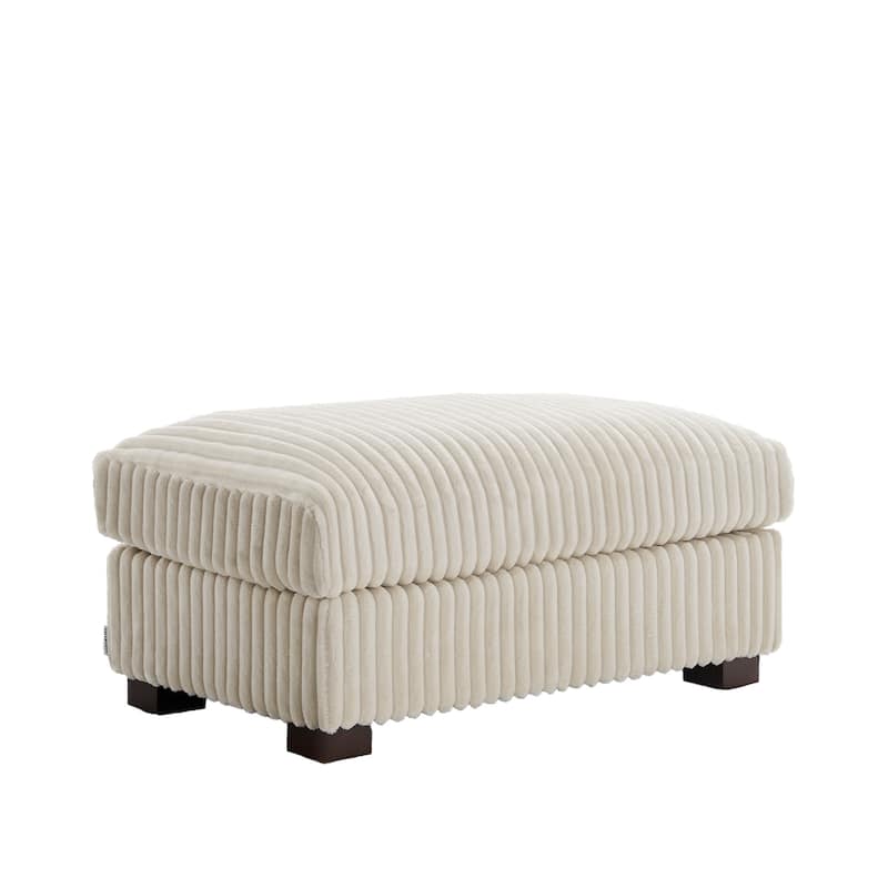 Modern Interior Rectangle Faux Fur Ottoman