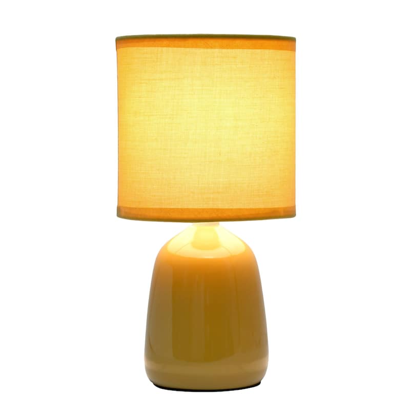 Tall Ceramic Thimble Bedside Table Desk Lamp with Drum Shade - 10" - Yellow