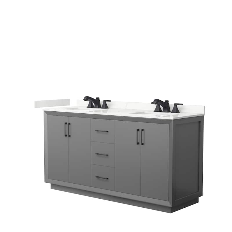Strada 66-inch Double Vanity, Quartz Top