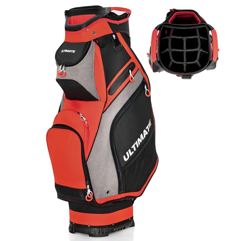 10.5'' Golf Stand Bag w/14 Way Dividers Rain Hood 7 Zippered Pockets - See Details - Orange