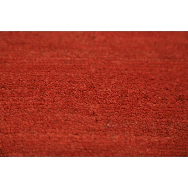 Striped Orange Gabbeh Modern Area Rug Hand-Knotted Wool Carpet - 6'6" x 9'10"