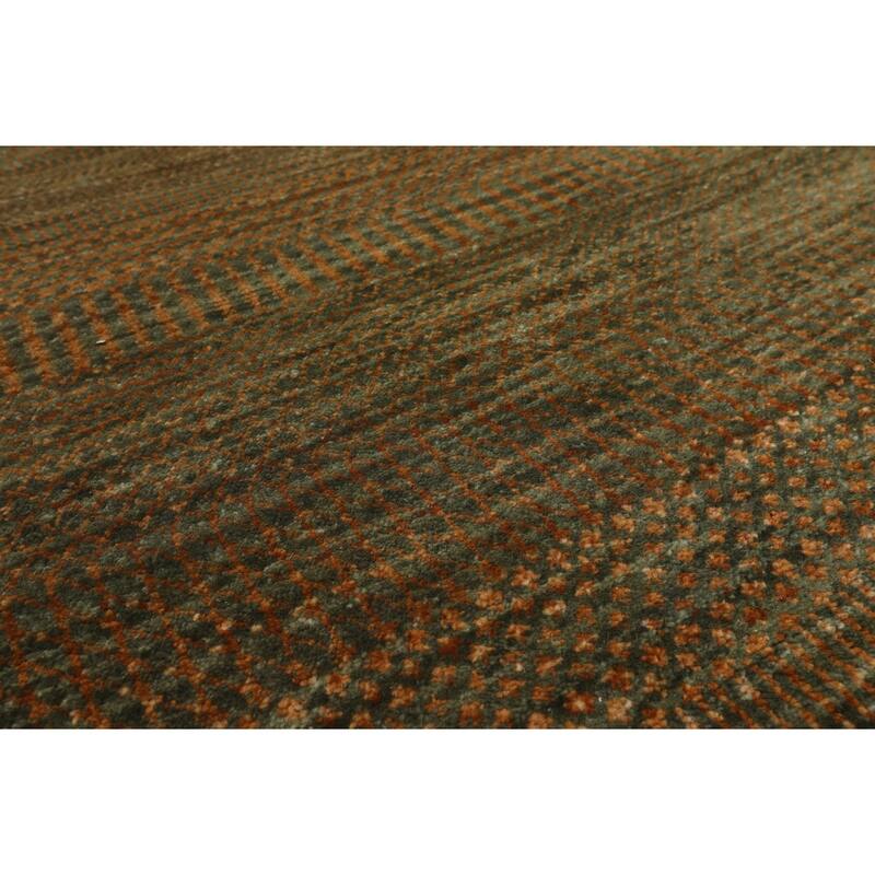 Hand Knotted Wool Green Tibetan Modern & Contemporary 4'5''x5'11'' Rug - 4' 5'' x 5' 11''