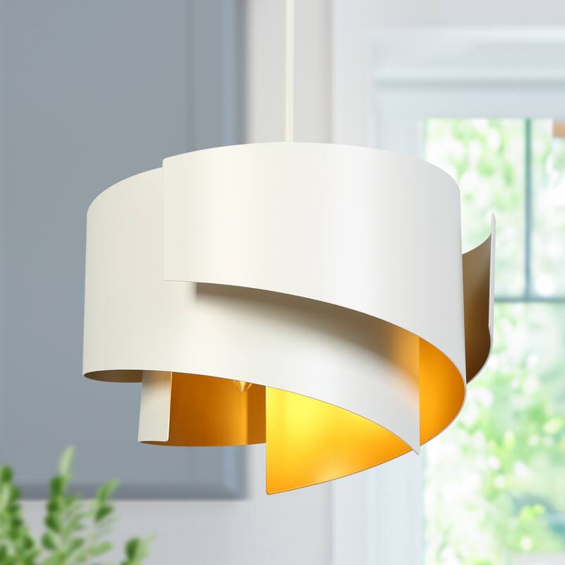 Modern Unique 3-Light Chandelier White Gold Spiral Design Large Pendant for Kitchen Dining Room - 15.8 " × 9.8 "