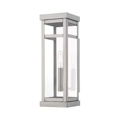 Livex Lighting 1-light Brushed Nickel Outdoor Wall Lantern, 20703-91 - 5" W X 15" H X 5.5" EXT