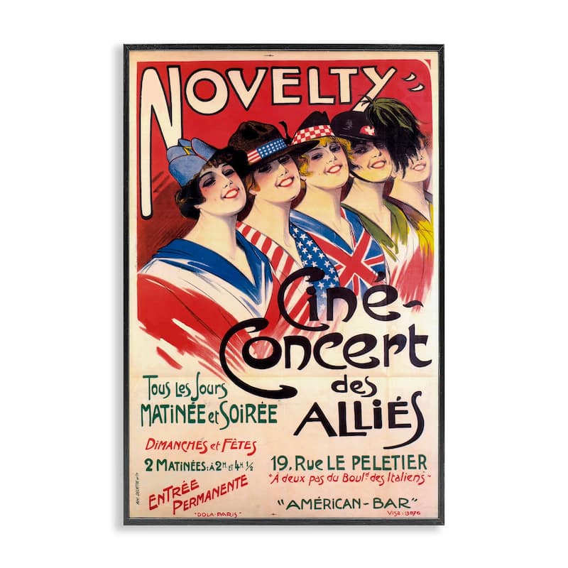 Stupell Vintage Novelty Concert Framed Giclee Art Design By Marcus Jules - 12 x 18 - Black