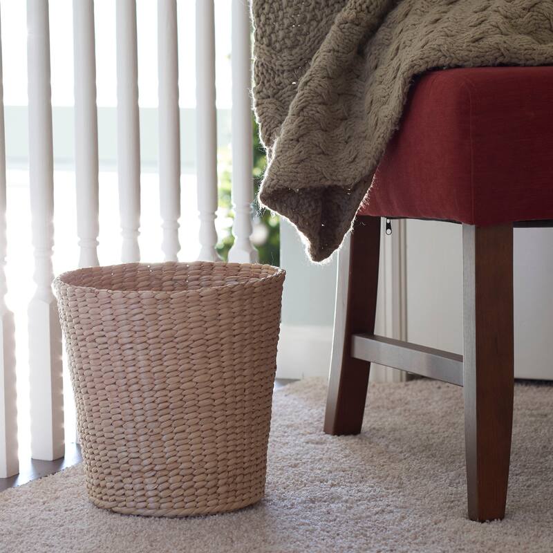 Household Essentials Cattail and Paper Cream Waste Basket