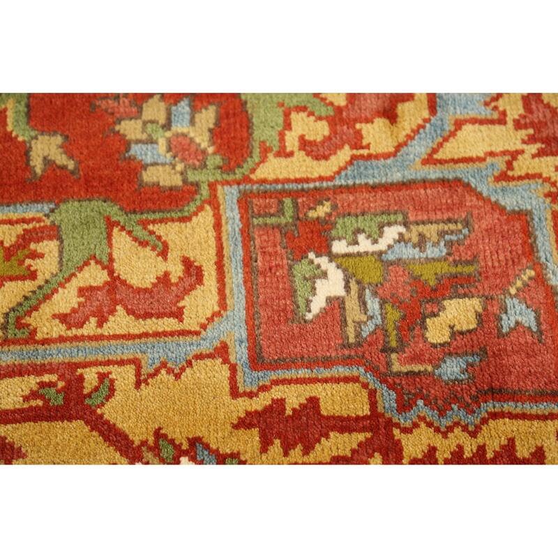 Medallion Heriz Serapi Indian Area Rug Handmade Floral Wool Carpet - 8'9" x 11'8"