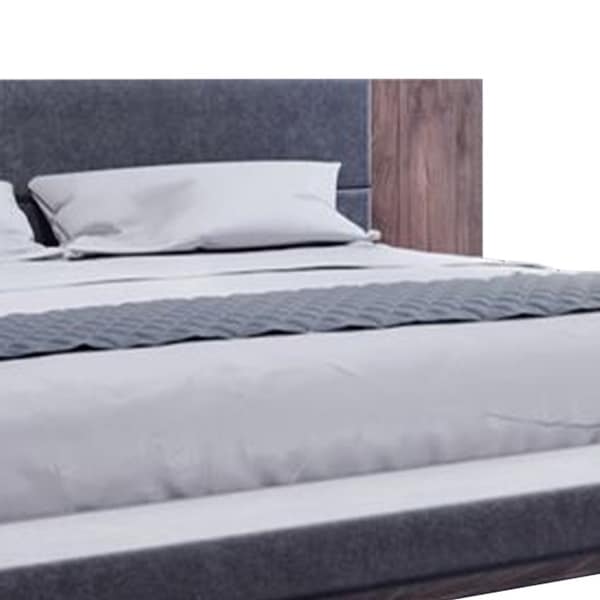 Noe Zen Japanese Low Profile Queen Bed w Nightstand, Dark Gray