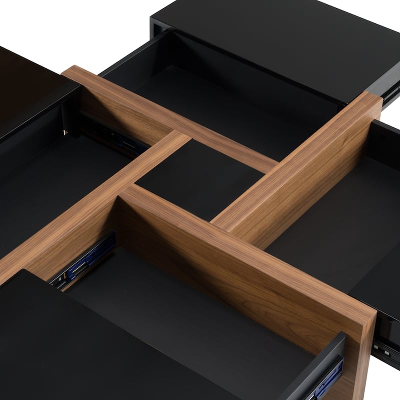 Modrest Makai Modern Black & Walnut Coffee Table