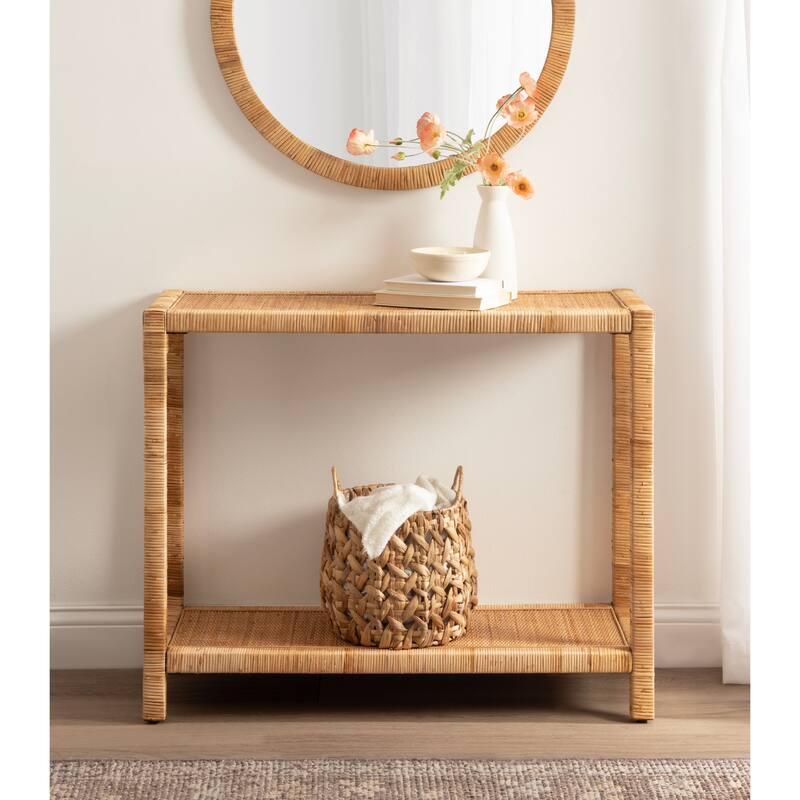 Kate and Laurel Raffina Rattan Console Table - 36x12x30