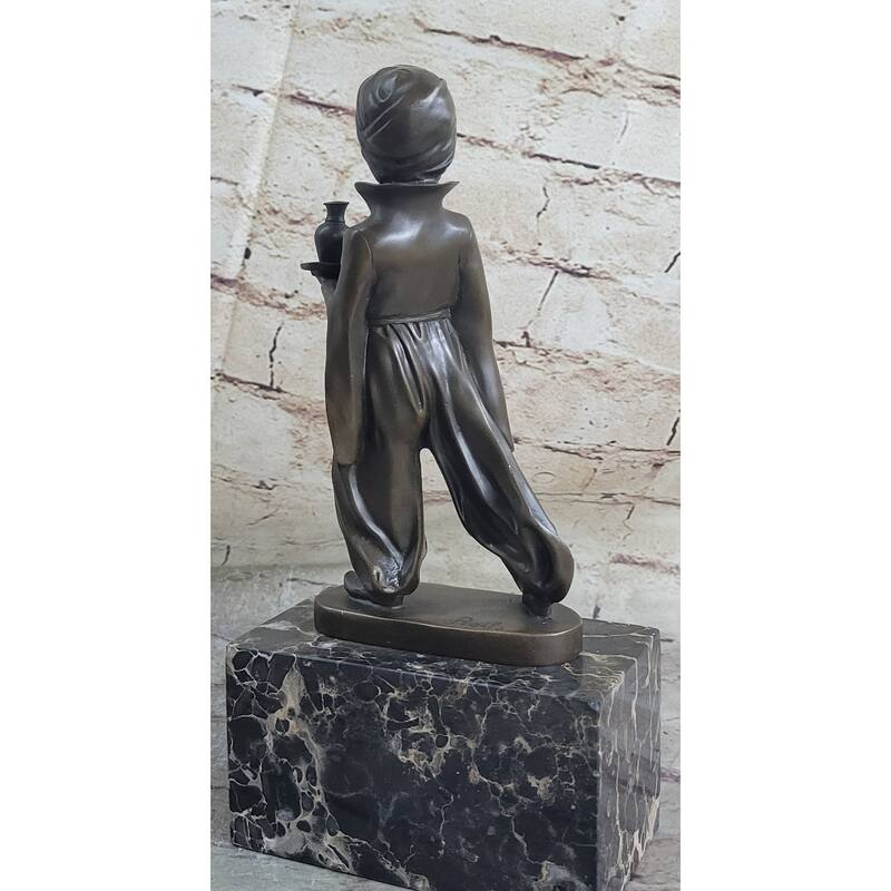 Vintage Sign Arab Boy Server Bronze Sculpture Book-End Bookend Statue Figurine