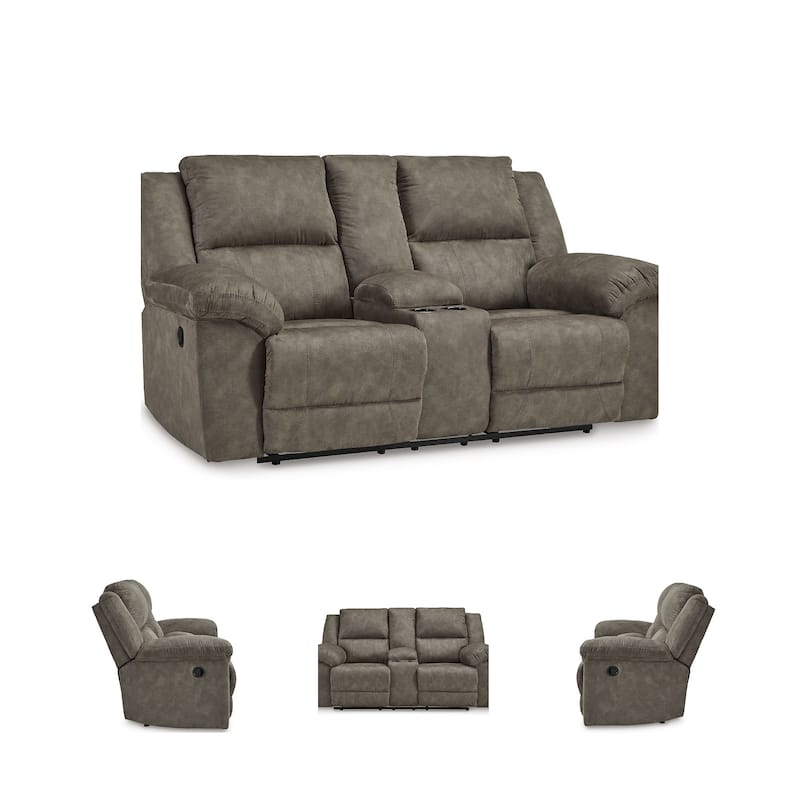 Signature Design by Ashley Laresview Gray Reclining Loveseat with Console - 81"W x 42"D x 43"H