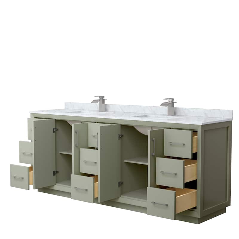 Strada 84-Inch Double Vanity Set, Carrara Marble Top