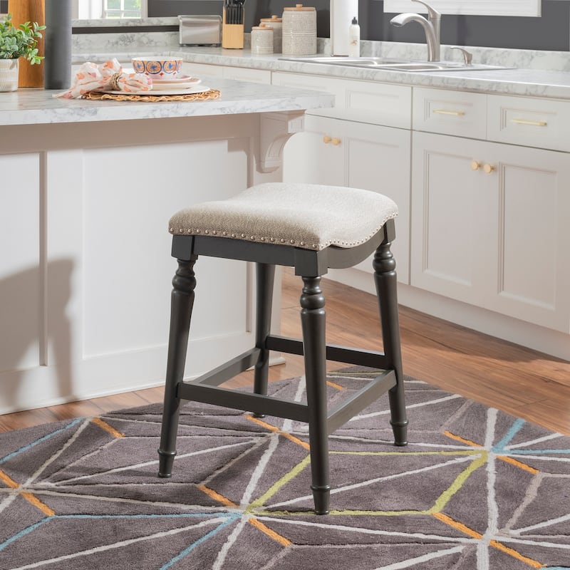 Hayes Big and Tall Backless Rustic Farmhouse Counter Stool - Grey