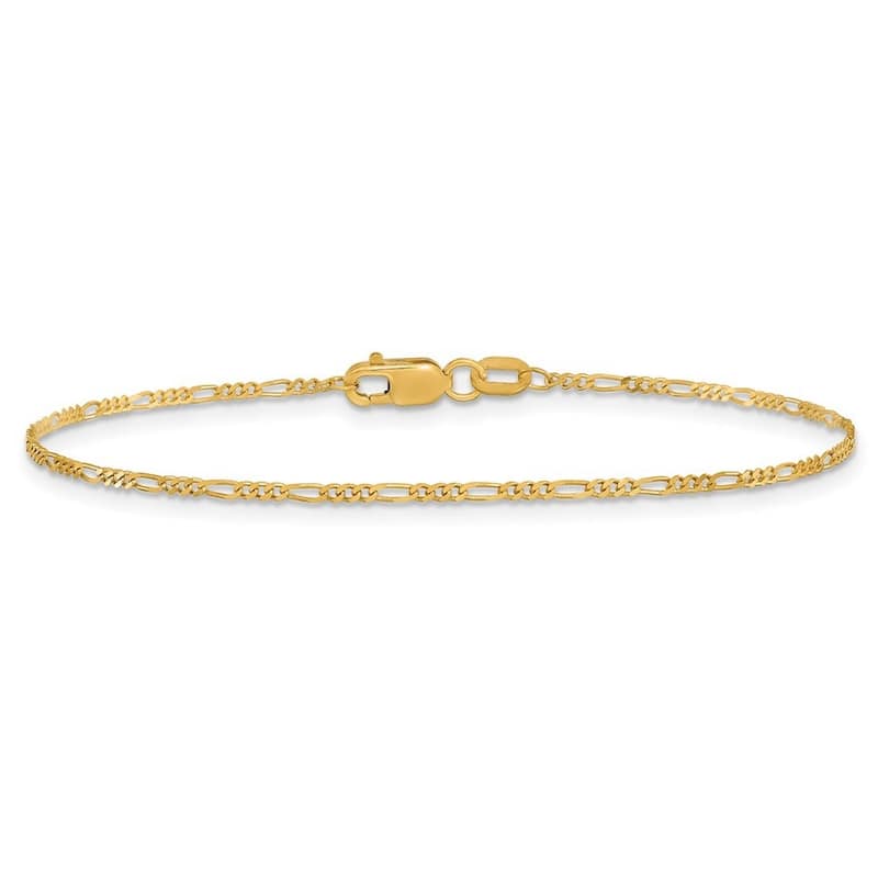 Curata 10k 1.25mm Flat Figaro Chain Bracelet - 7 Inch