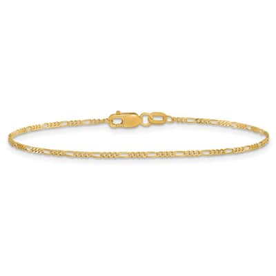 Curata 10k 1.25mm Flat Figaro Chain Bracelet - 7 Inch