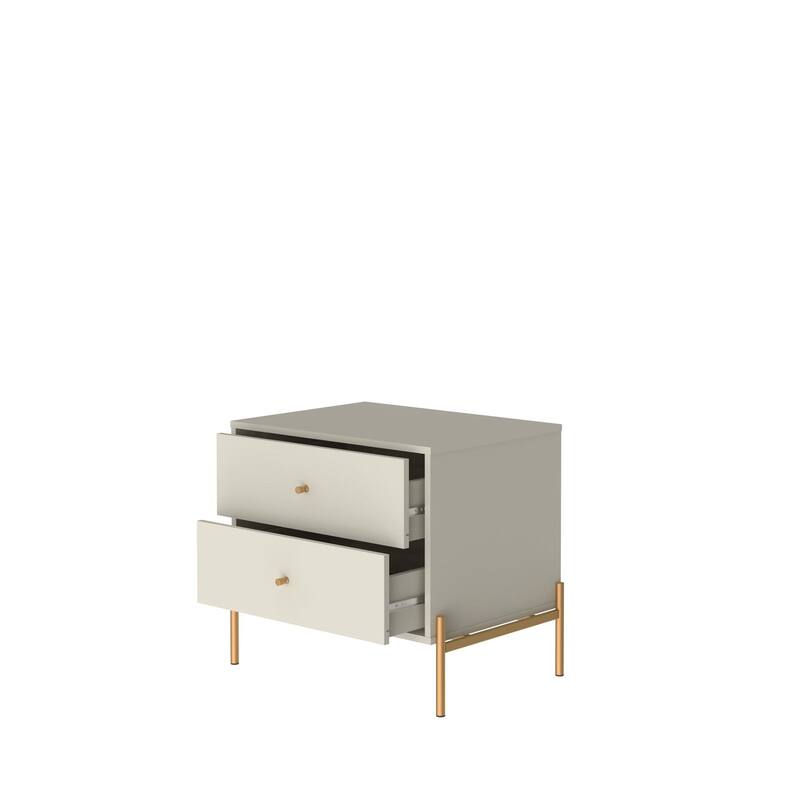 Modern Nightstand with 2 Drawers and Accents Steel Legs