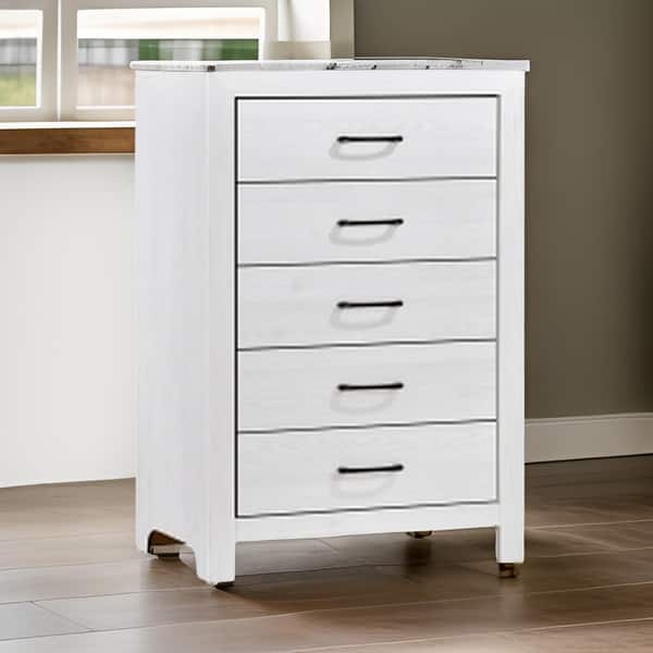 Eby 48 Inch Tall Dresser Chest, 5 Drawers with Black Nickel Handles, White - Bed Bath & Beyond - 40386569 Eby 48 Inch Tall Dresser Chest, 5 Drawers with Black Nickel Handles, White - Bed Bath & Beyond - 40386569