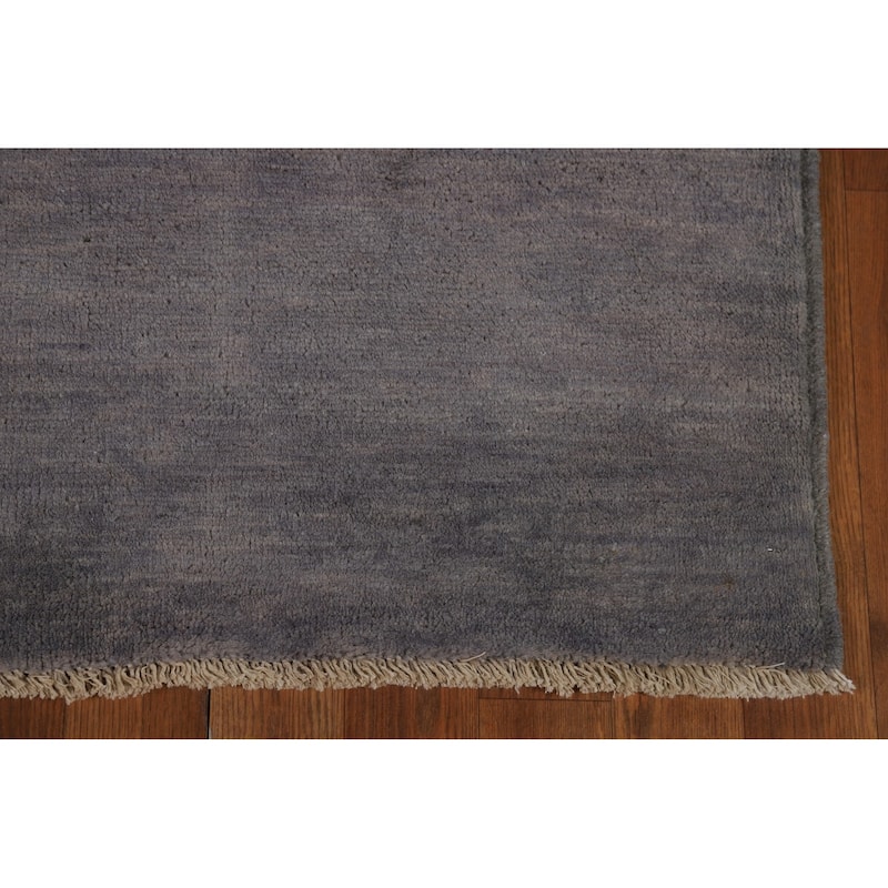 Gray Blue Gabbeh Modern Rug Hand-Knotted Wool Carpet - 3'4" x 4'10"