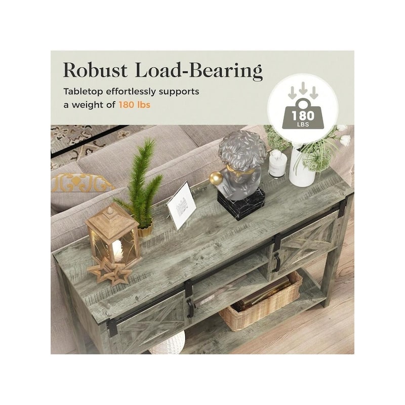 46" Console Table with Sliding Barn Door