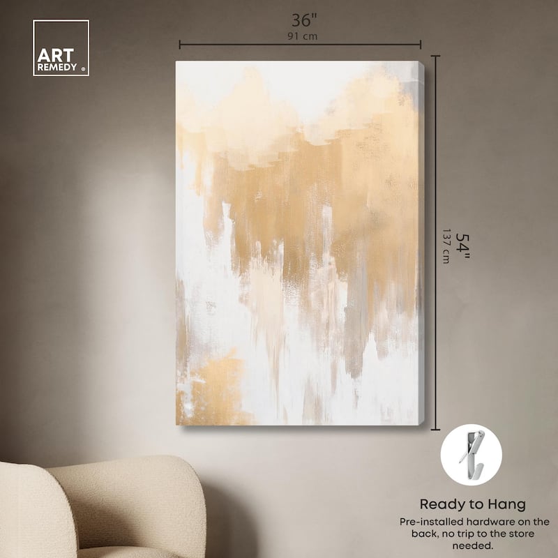 Soft Grey Glam Gold Canvas by Art Remedy, Gallery Wrapped