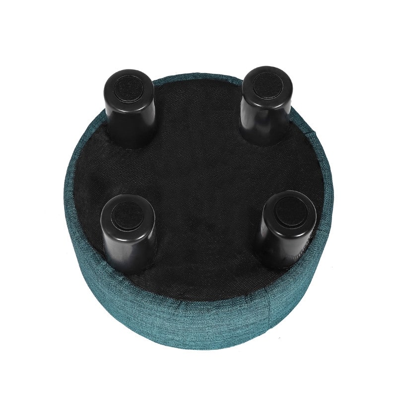 Adeco Modern Small Round Seat Fabric Ottoman Footrest Footstool Room