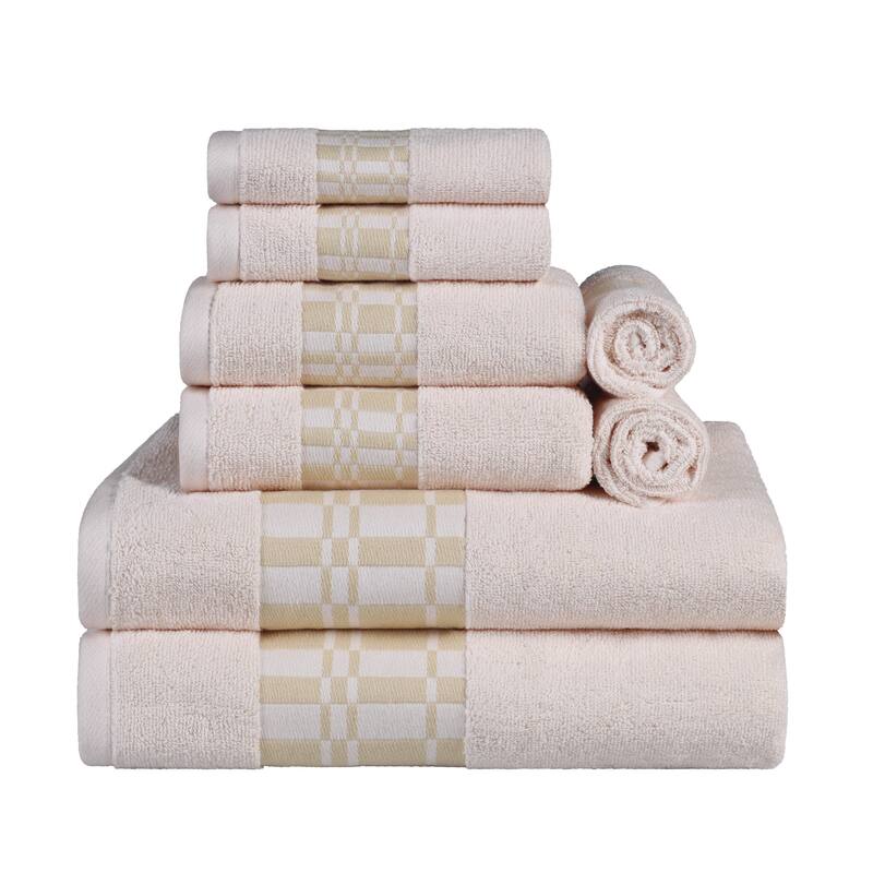 Superior Larissa Cotton Embroidered Geometric Border 8-Piece Towel Set